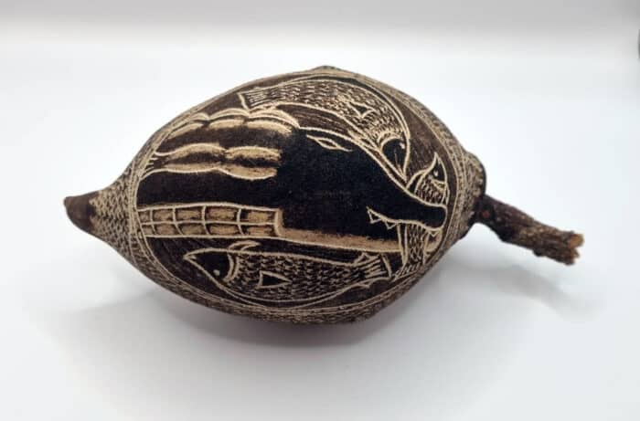 Carved Boab Nut - Crocodile, Snake and Wandjina