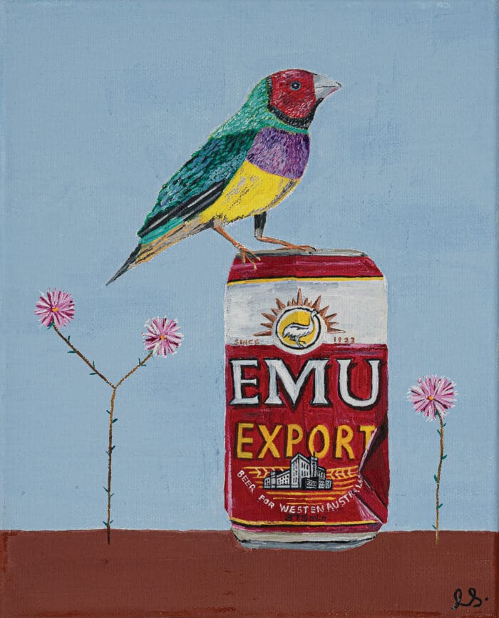 An Emu and a Gouldian Finch - Lucy Shorter