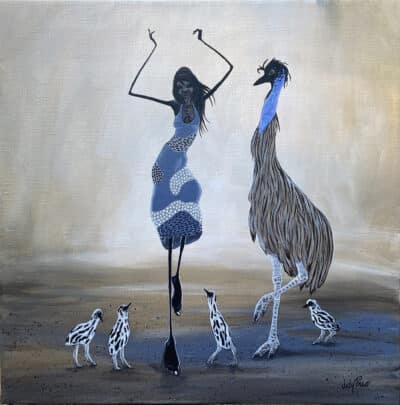 Dancer with Emu Family - Judy Prosser
