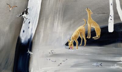 Dingoes at the Waterhole - Judy Prosser