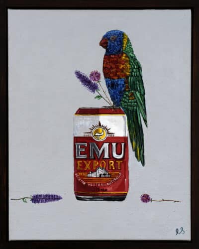An Emu and a Rainbow Lorikeet - Lucy Shorter