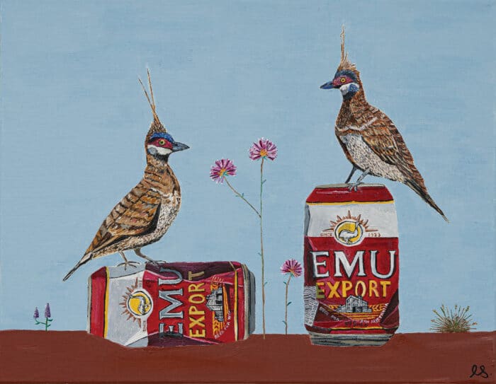 Two Emus, Two Spinifex Pigeons - Lucy Shorter