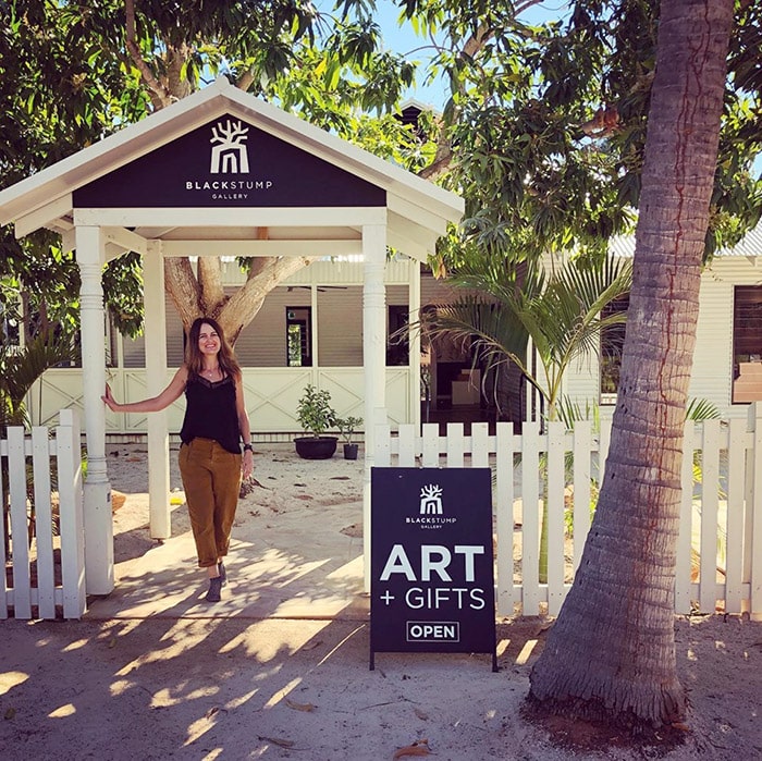 Emma Blyth outside newly built Black Stump Gallery in Broome